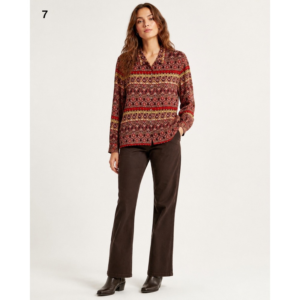 The Territory Ahead Velvet Paisley Print Button Up Shirt Long Sleeve Women Large